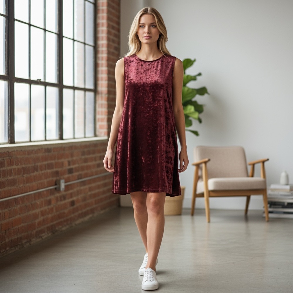 BCBGeneration | Burgundy Velvet Dress Size Medium - Picture 2 of 16